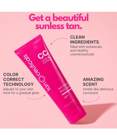 Tanceuticals CC Self Tanning Body Lotion - Light Sunless Tanner for Natural Bronze Glow - Gradual Color & Coconut Scent - Shop Internationally - Buy Online on GoSupps.com
