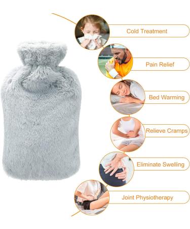 Urbzue 1.8L Hot Water Bottle with Soft Cover - Fluffy Plush Warm Steward for Pain Relief | Perfect Gift for Women Men & Children (Gray) - International Shipping Available - Buy Online on GoSupps.com
