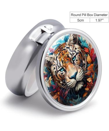 Small Travel Pill Case Round Metal Pill Box for Pocket Purse 3 Compartment Portable Pill Holder Mini Pill Organizer for Travel or Daily - Leopard - Buy Online on GoSupps.com