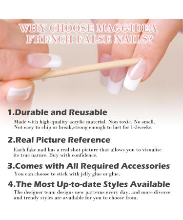 French Style Short Stick on Nails - 24pcs Square Press On Nails with Glue | Elegant Ballet Fake Nails for Women - Buy Online on GoSupps.com