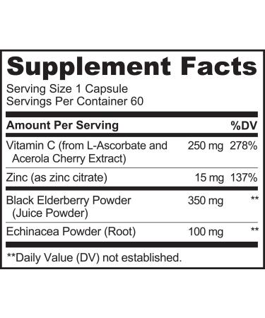 NATURELO Immune Support with Vitamin C, Elderberry, Zinc, Echinacea - 60 Vegan Capsules | Natural Immunity Boost and Antioxidant Defense - Buy Online on GoSupps.com