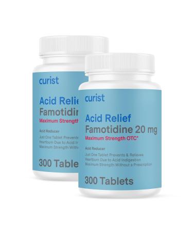 Curist Famotidine 20mg Bulk 2 Pack (600 Count Tablets) Acid Reflux Medicine for Heartburn Relief - OTC Maximum Strength Stomach Acid Reducer - Acid Relief Tablets for Indigestion Heartburn Relief