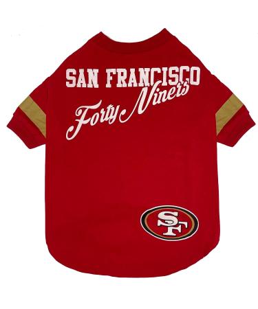 San Francisco 49ers NFL Pet T-Shirt for Dogs & Cats - Small | Football Dog Shirt for Fans | Fashionable Stripe Design | Durable & Cute Sports Tee - Buy Online on GoSupps.com