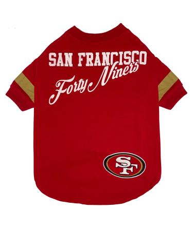 NFL San Francisco 49ers T-Shirt for Dogs & Cats, Small. Football Dog Shirt for NFL Team Fans. New & Updated Fashionable Stripe Design, Durable & Cute Sports PET TEE Shirt Outfit Small Team Color