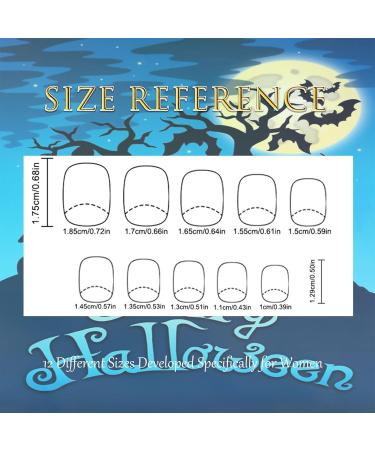 Halloween Press on Nails | Short Square Cute Ghost Design | Purple Glue on Nails with Mummy Spider Web & Bat | Full Cover Glossy Acrylic | 24 Pcs for Women & Girls - Buy Online on GoSupps.com