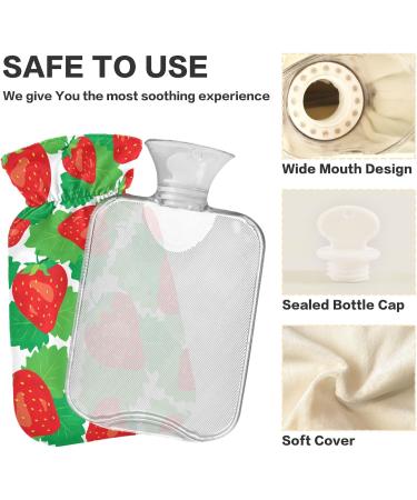 Strawberry Hot Water Bottle with Cover - 1L BPA Free | Small Hot Water Bag for Pain Relief & Cramps - Buy Online on GoSupps.com