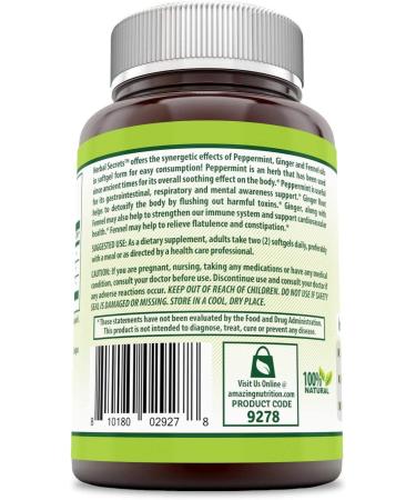 Herbal Secrets Peppermint Ginger Fennel Softgels 120ct (Non-GMO) - Digestive Support & Vitality - Soothes Upset Stomach - Buy Online on GoSupps.com