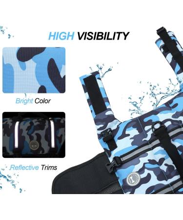 Vivaglory Ripstop Dog Rescue Vest for Small & Medium Dogs - Enhanced Buoyancy & Visibility - Camouflage Size S (43-53cm Chest) - Ideal for Water Activities - Buy Online on GoSupps.com