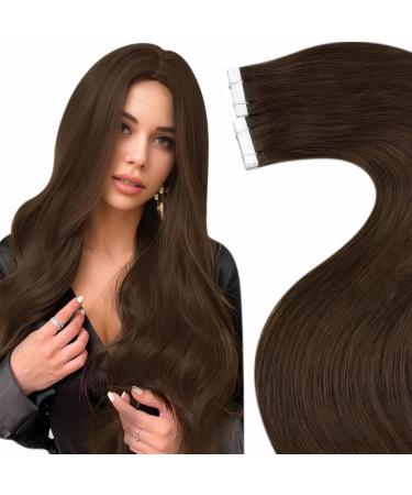 Laavoo brown tape extensions real hair 50cm real hair extensions tape brown hair extension real hair tape remy human hair dark brown #4 50g 20pcs 50cm-20pcs 1.3 #4