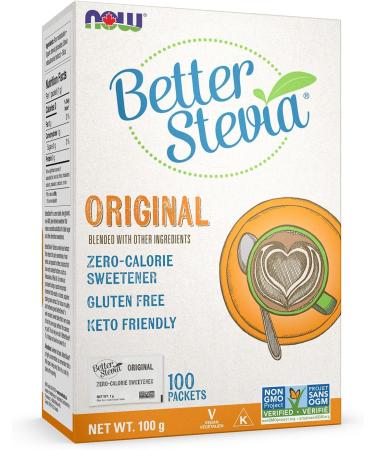 NOW Foods BetterStevia Zero-Calorie Granulated Sweetener Packets Keto Friendly Suitable for Diabetics No Erythritol 100 Packets - Buy Online on GoSupps.com