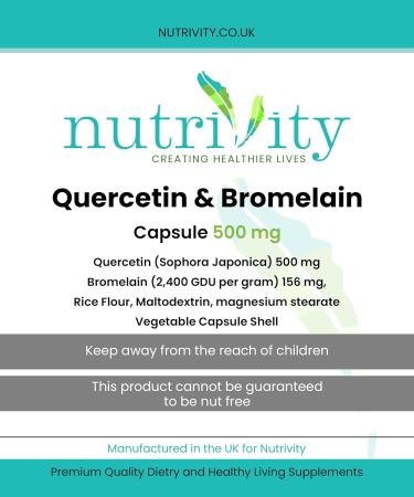 Nutrivity Quercetin & Bromelain Veg Capsules - Immune Booster for Swollen Joints (30 count) - Buy Online on GoSupps.com