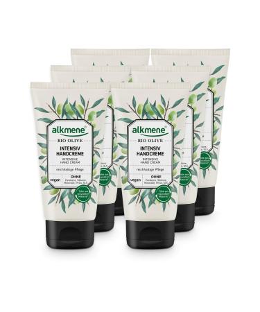 Alkmene hand cream with organic olive - intense cream for very dry hands - vegan olive oil intensive cream without silicones parabens mineral oil pegs SLS & SLES - skin care in 6 -pack (6x 75 ml) 6 pieces - Buy Online on GoSupps.com
