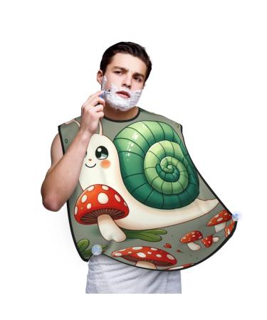 Augenstern Men'S Shaving Apron Snails-Mushrooms-Pattern Father Shaving Bib Beard Bib Apron