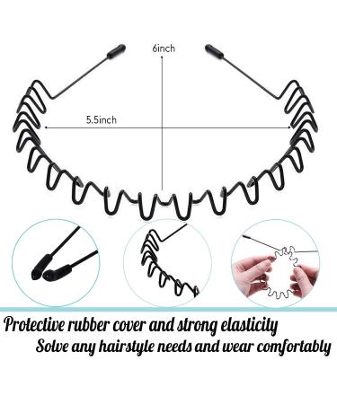 OAOLEER Metal Headbands 8 PCS - Fashion Spring Wavy Black Non Slip Hair Bands for Men and Women - Buy Online on GoSupps.com
