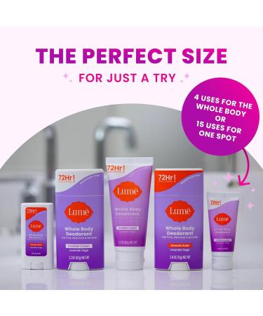 Lume Whole Body Deodorant - Mini Travel Size Invisible Cream Tube - Trial Size - 72 Hour Odor Control - Doctor Developed - Aluminum Free Baking Soda Free - .5oz (Pack of 2) (Lavender Sage) - Buy Online on GoSupps.com