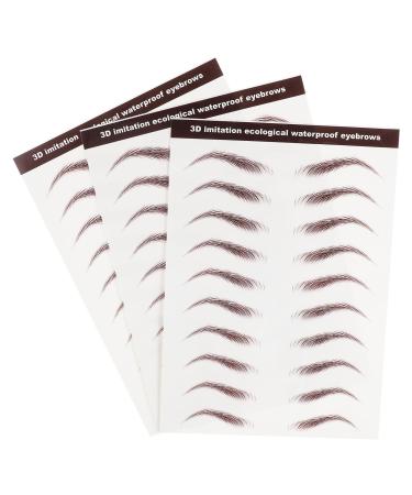 TOPBATHY Autocollants pour Sourcils Imperm ables Effet R aliste Kit Maquillage Brun 3 Feuilles Transfert D Eau pour Modeler et Entretenir Sourcils Naturels