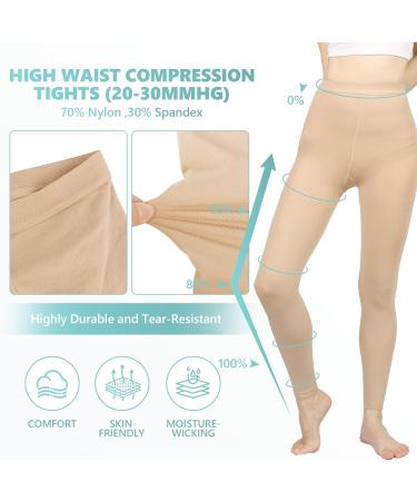20-30 mmHg Compression Pantyhose for Women | Footless Medical Support Stockings for Varicose Veins & Swelling - X-Large Beige - Buy Online on GoSupps.com