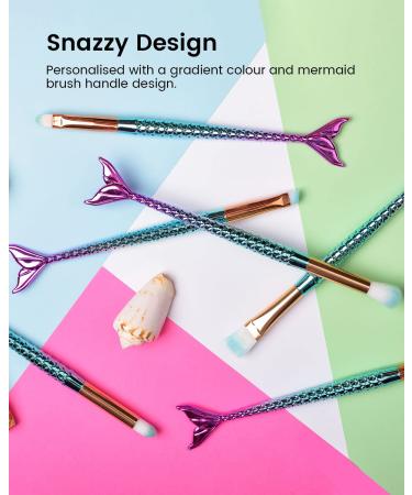 11pcs Mermaid Makeup Brush Set with Cute Bag - Perfect Foundation Eyeshadow & Blush Brushes for Girls | Ideal Christmas & Birthday Gift - Buy Online on GoSupps.com