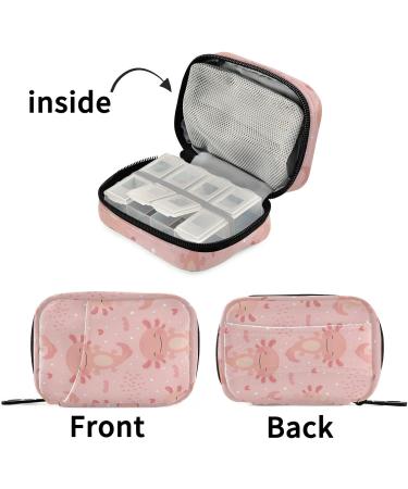 Pfrewn 7-Day Axolotl Kawaii Pill Organizer Case - Portable Pink Travel Vitamin & Medicine Holder with Zipper - Buy Online on GoSupps.com
