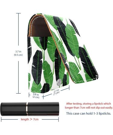 Leaf Tropical Green Lip Gloss Holder & Portable Makeup Bag - Mini Lipstick Organizer Case with Mirror for Women | Multicolored 9.5x2x7 cm - Buy Online on GoSupps.com