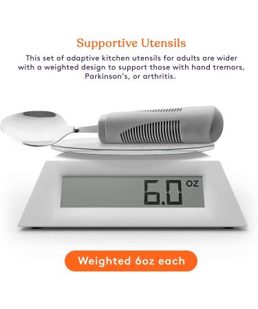 Special Supplies Adaptive Utensils (4-Piece Set) - Weighted Non-Slip Handles for Hand Tremors, Arthritis, Elderly use - Stainless Steel Knife, Fork, Spoons - Gray - Buy Online on GoSupps.com