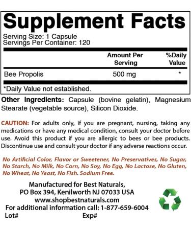 Best Naturals Bee Propolis 500mg - 120 Capsules (Pack of 1) - Buy Online on GoSupps.com