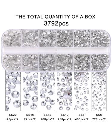 3792pcs Flatback Rhinestones Kit with Tweezers & Picking Pen - Silver Gems for Crafts, Nails & DIY Projects - Buy Online on GoSupps.com