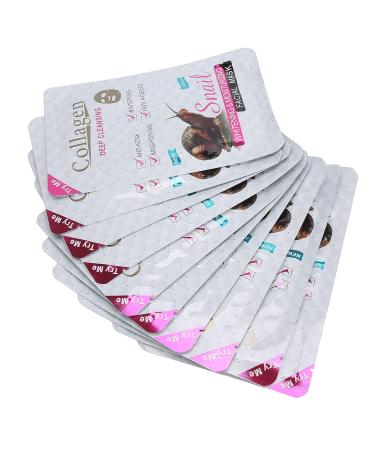 Sonew 10pcs Snail Agency Essence Facial Sheet Mask | Moisturizing Anti-Aging Collagen Skin Care | Hydrating Pore-Reducing Mask - Buy Online on GoSupps.com