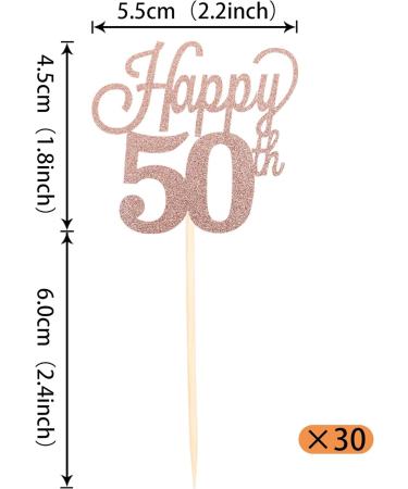 Pack of 24 50 Cupcake Toppers Glitter "Happy 50th Birthday" Cake Toppers Number 50 Eightteen Sweet 50 Birthday Wedding Anniversary Party Cake Decorations Accessories Rose Gold - Buy Online on GoSupps.com