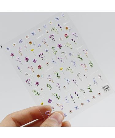 JMEOWIO 3D Embossed Flower Spring Summer Floral Nail Art Stickers Decals Self-Adhesive 5D Nail Supplies Nail Art Design Decoration Accessories 1 Sheets - Buy Online on GoSupps.com