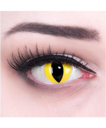 Buy Funnylens Yellow Crazy Cat Eye Contact Lenses Perfect for Carnival & Halloween | High Quality Free Lens Tank -3.00 Diopters - Buy Online on GoSupps.com