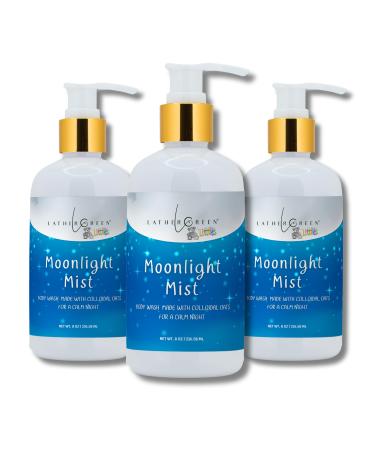 Lather Green Kids Body Wash Plant Based Gentle Moisturizer with Shea Butter Safe for Sensitive Skin Moonlight Mist 3 Pack (8 oz Each)