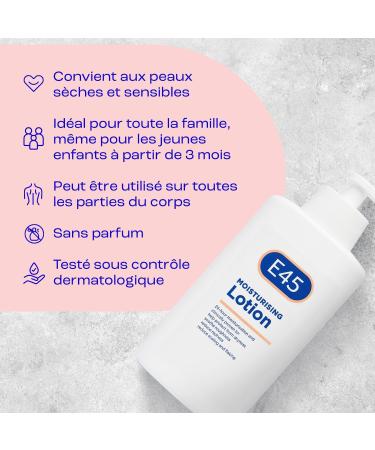 E45 Dermatological Moisturizing Lotion 500ml - Daily Moisturizing Lotion for Lasting Hydration for Dry and Sensitive Skin - Against Dryness Reduces Redness and Peeling - Buy Online on GoSupps.com