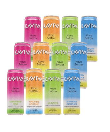 Kaviva | Kava & Seltzer | Relaxation Drink | 50 calories | All Natural | Non-ALC Functional Beverage | Refreshing Alternative | Clean Ingredients Variety Pack 12-Pack - Buy Online on GoSupps.com