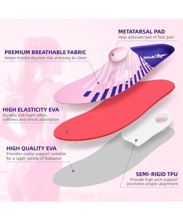 IFITNA Arch Support Inserts for Plantar Fasciitis & Metatarsal Pain Relief | Flat Feet Insoles for Men & Women | Comfort Cushioning for All-Day Wear | Size 5-5.5 Men | 7-7.5 Women | Gradient Pink - Buy Online on GoSupps.com