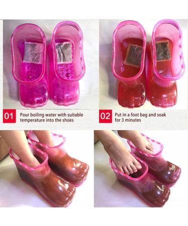 Foot Spa Soak Shoes | Anti-Slip High-Density Foot Soaking Boots - Colorful Heatproof Foot Soaking Shoes Household Foot Bath Shoes for Bathroom Height 18cm Size 45 Red - Buy Online on GoSupps.com