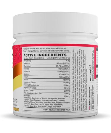 Naughty Boy Hydration & Electrolyte Drink Mix with Over 2400mg of Electrolytes Per Serving Creatine & Taurine to aid Cell Volumization and Added Super Reds- 210g/30 Servings (Cherry Mango) Cherry Mango 30 servings - Buy Online on GoSupps.com