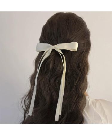 Ayesha Hair Bows 4pcs Set - Long Tail Ribbon Barrettes for Women Girls - Black & Beige Hair Accessories - Buy Online on GoSupps.com