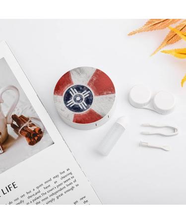 Flag Of Wichita Kansas Round Case For Contact Lens Kit Storage Box with Mirror Printed - Buy Online on GoSupps.com