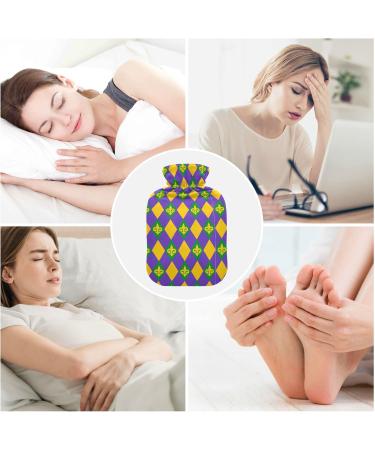 Mardi Gras Hot Water Bottle with Cover - 1L Heat Bottle for Pain Relief Headache & Back Pain - Buy Online on GoSupps.com