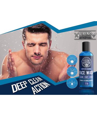 Viking Revolution Charcoal Face Wash for Men - Deep Cleansing Daily Facial Scrub - Purify and Refresh Skin - 8 Fl Oz + 2 Fl Oz Travel Size - Buy Online on GoSupps.com