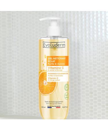 EVOLUDERM Vitamin C Radiance Cleansing Gel 500 ml 97% Natural Origin Vegan Made in France Pack of 3 x 500 ml - Buy Online on GoSupps.com
