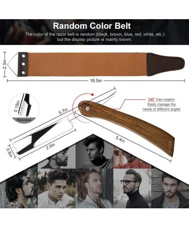 Peinat Straight Razor Kit - Wooden Cutthroat Razor for Men, Stainless Steel with Leather Canvas Strap - Vintage 3 Piece Set - Buy Online on GoSupps.com