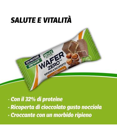  WHY NATURE WHY NATURE WAFER ZERO - Wafer waffle with protein topping Cocoa and hazelnut flavour - Gluten free protein snack - Box of 24 pieces - 35 g - Buy Online on GoSupps.com