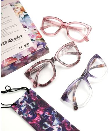 Women s Oversized Blue Light Reading Glasses | Spring Hinge Eyeglasses in Purple Pink & Tortoise - 1.25x - Buy Online on GoSupps.com