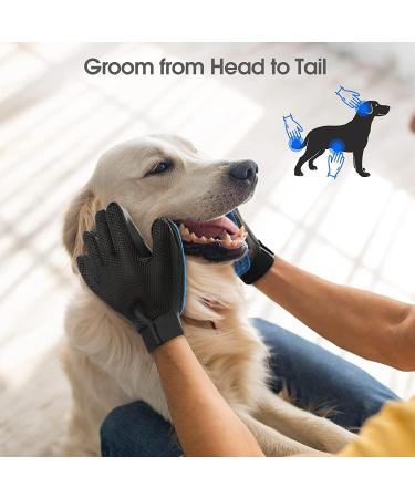 BANSHAN Pet Hair Removal Gloves - 259 Needles Furniture Soft Massage Brush for Cats and Dogs - Long and Short Hair - Blue Right Hand - Buy Online on GoSupps.com