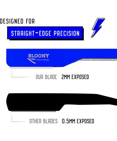 Bloony Laser Collection Professional Free Hand Razor - Stainless Steel with 10 Derby Platinum Blades | Italian Design 2021 (Blu) - International Shipping Available - Buy Online on GoSupps.com