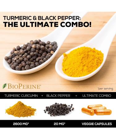 Turmeric Curcumin with BioPerine 2600mg - 180 Capsules - Natural Joint Support - Non-GMO & Gluten Free - Buy Online on GoSupps.com