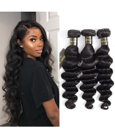 DONG H hair Loose Deep Wave Bundles 100% Unprocessed Peruvian Virgin Human Hair Bundles Loose Wave Bundles Wet and Wavy 3 bundles Human Hair Natural Color Hair Extensions (161820  3 Bundles) 161820 3 Bundles