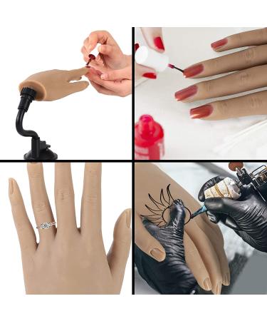 HSJL Silicone Hand for Acrylic Nails - Practice Hand with 500Pcs Nail Tips - Flexible & Bendable Fake Nail Mannequin - Best Left Hand for Acrylic Nails - Buy Online on GoSupps.com